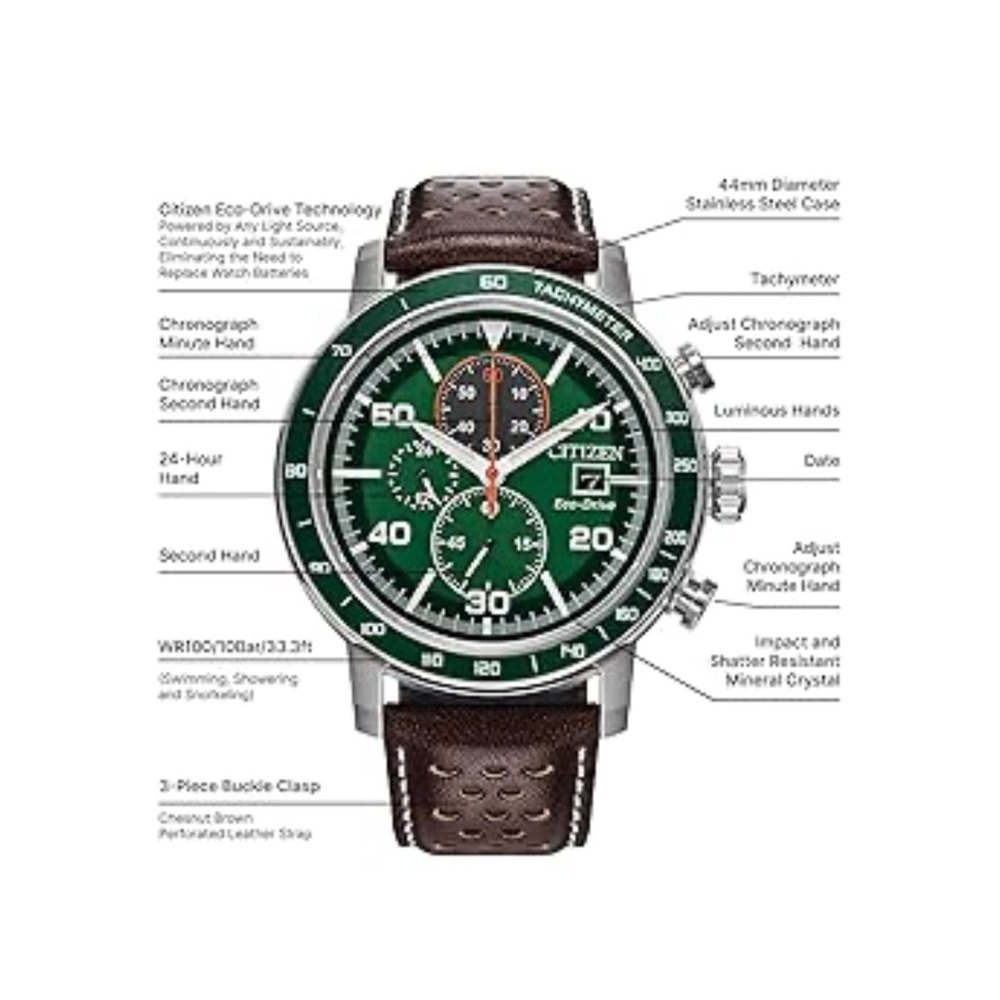 Citizen Dark Brown Leather Strap with Silver Buckle - Picture 4 of 4